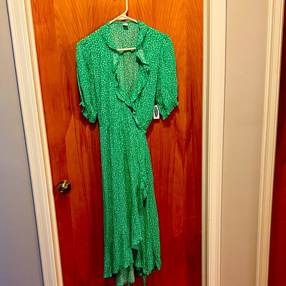 Green Polka Dot Wrap Dress